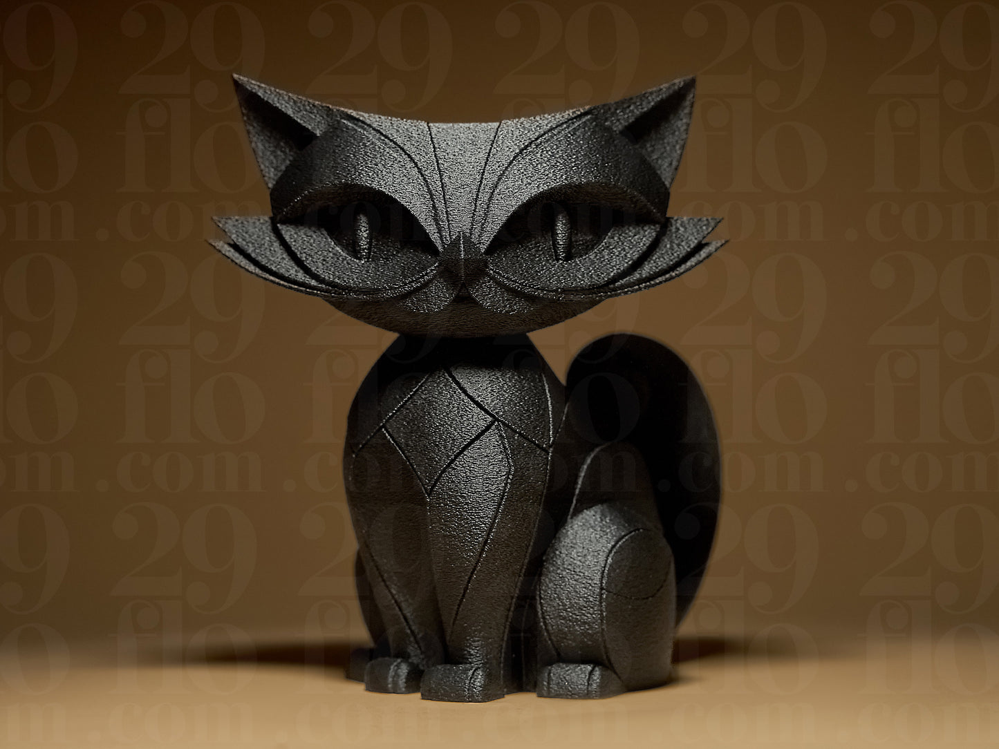 Cat Figurine, Stylized Serenity Model, Modern Feline Decor, 3D Printed Art