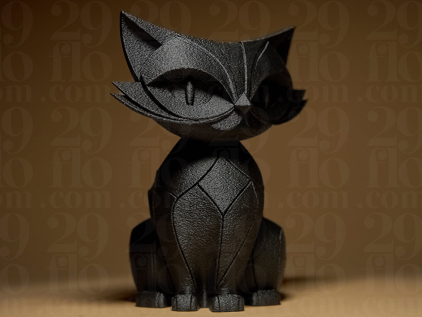 Cat Figurine, Stylized Serenity Model, Modern Feline Decor, 3D Printed Art