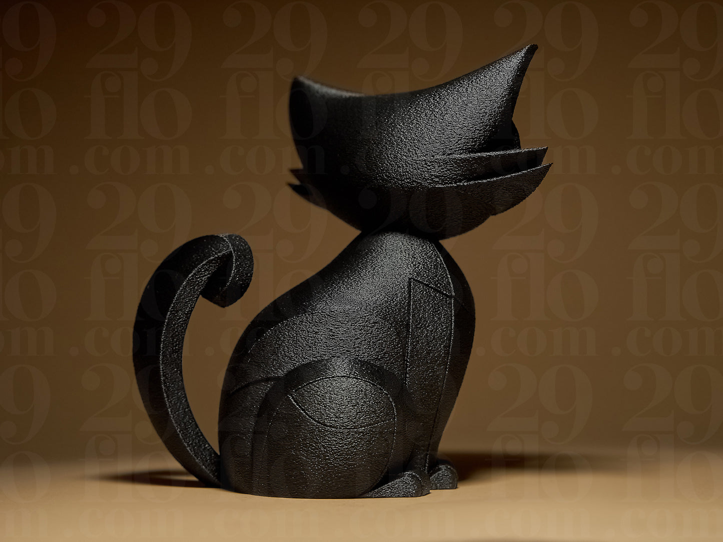 Cat Figurine, Stylized Serenity Model, Modern Feline Decor, 3D Printed Art