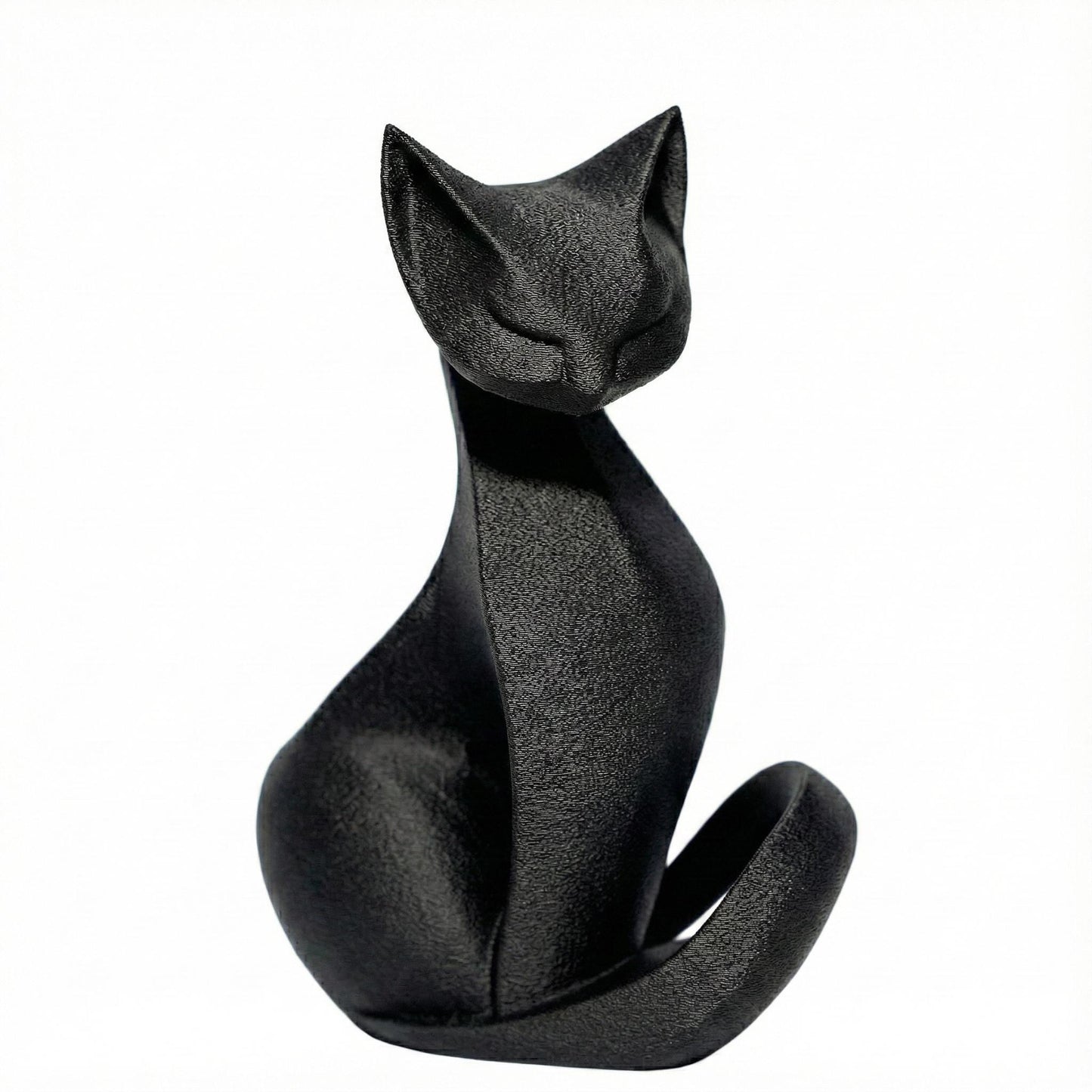 Cat Figurine, Contemplative Silhouette Model, Modern Feline Decor, 3D Printed Art - My Printed Perfections