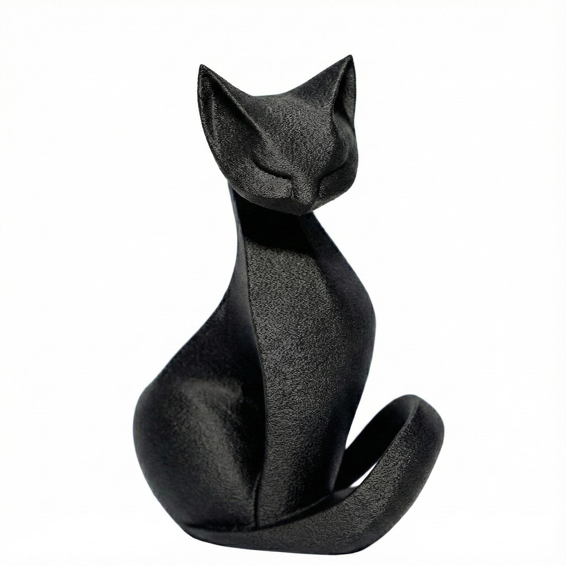 Cat Figurine, Contemplative Silhouette Model, Modern Feline Decor, 3D Printed Art - My Printed Perfections