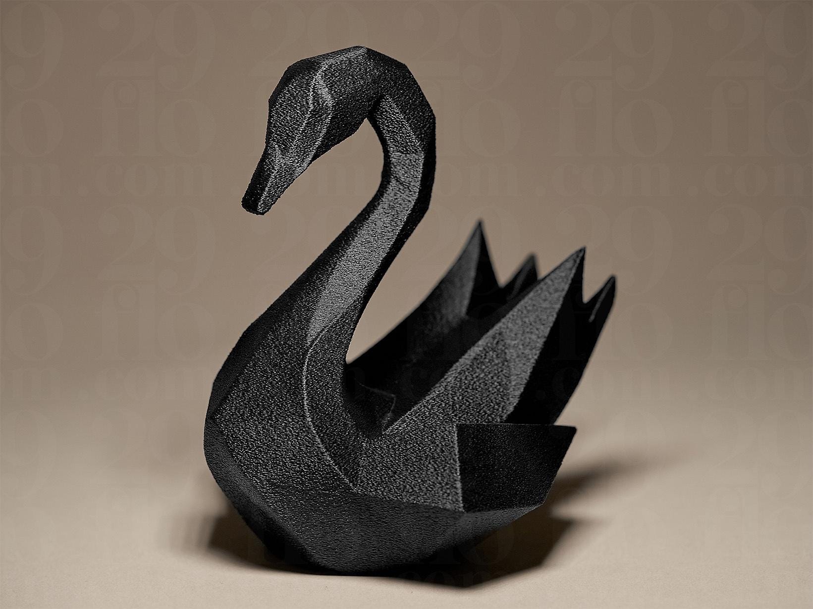 Swan Figurine, Geometric Bird Model, Minimalist Modern Decor, 3D Printed Art - My Printed Perfections