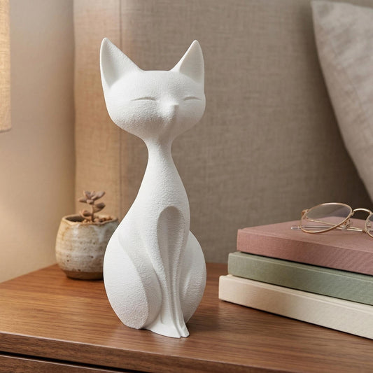 Cat Figurine, Silent Silhouette Model, Modern Feline Decor, 3D Printed Art