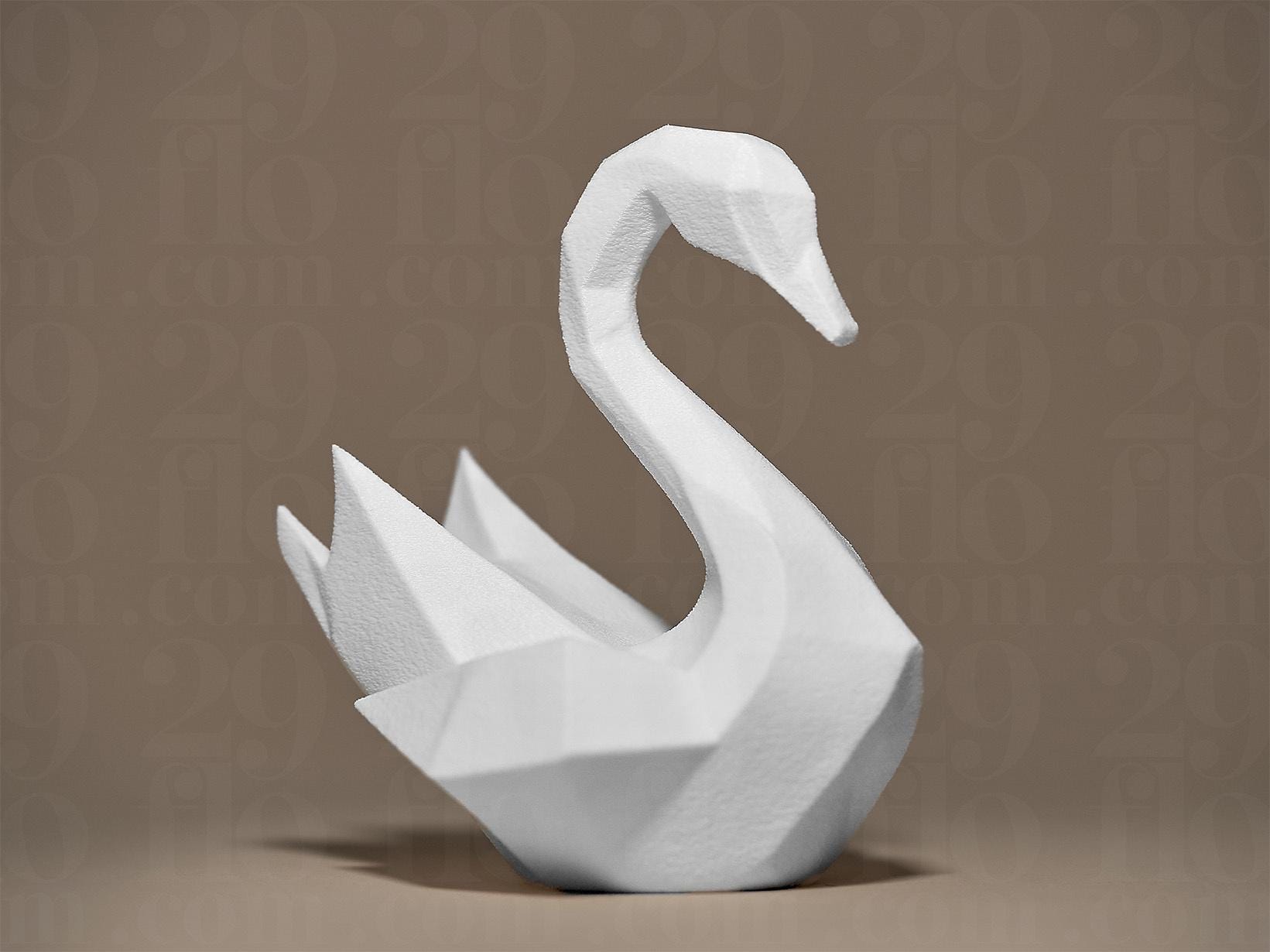Swan Figurine, Geometric Bird Model, Minimalist Modern Decor, 3D Printed Art - My Printed Perfections