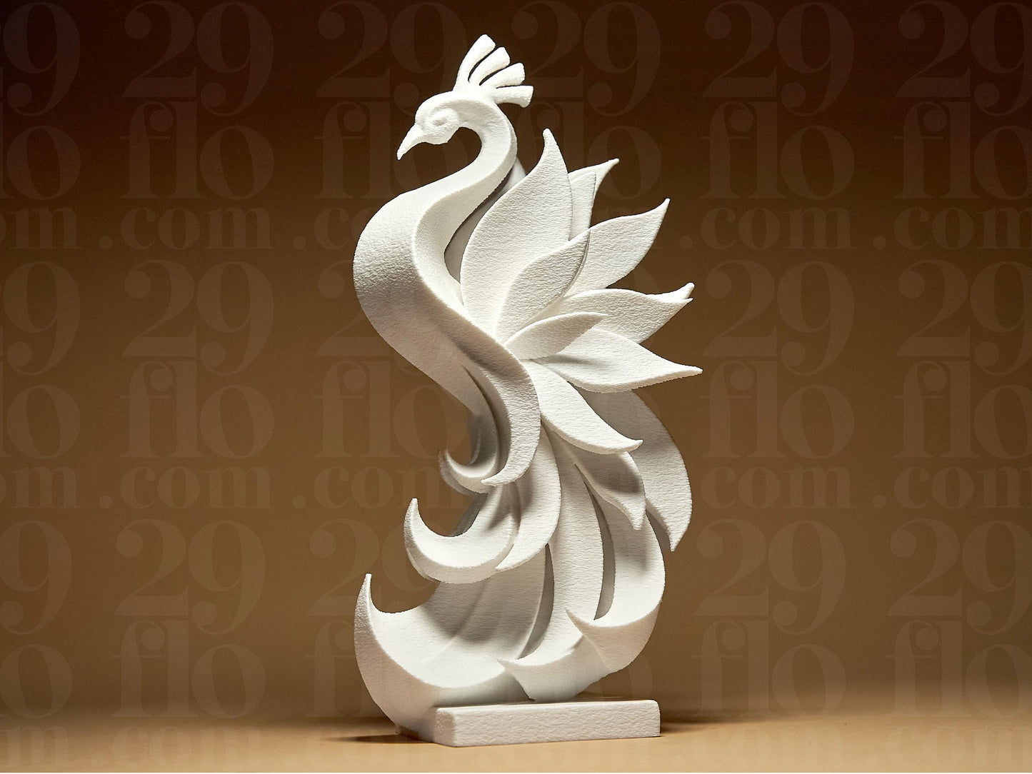 Peacock Figurine, Sweeping Bird Model, Minimalist Wildlife Decor, Modern 3D Printed Art - My Printed Perfections