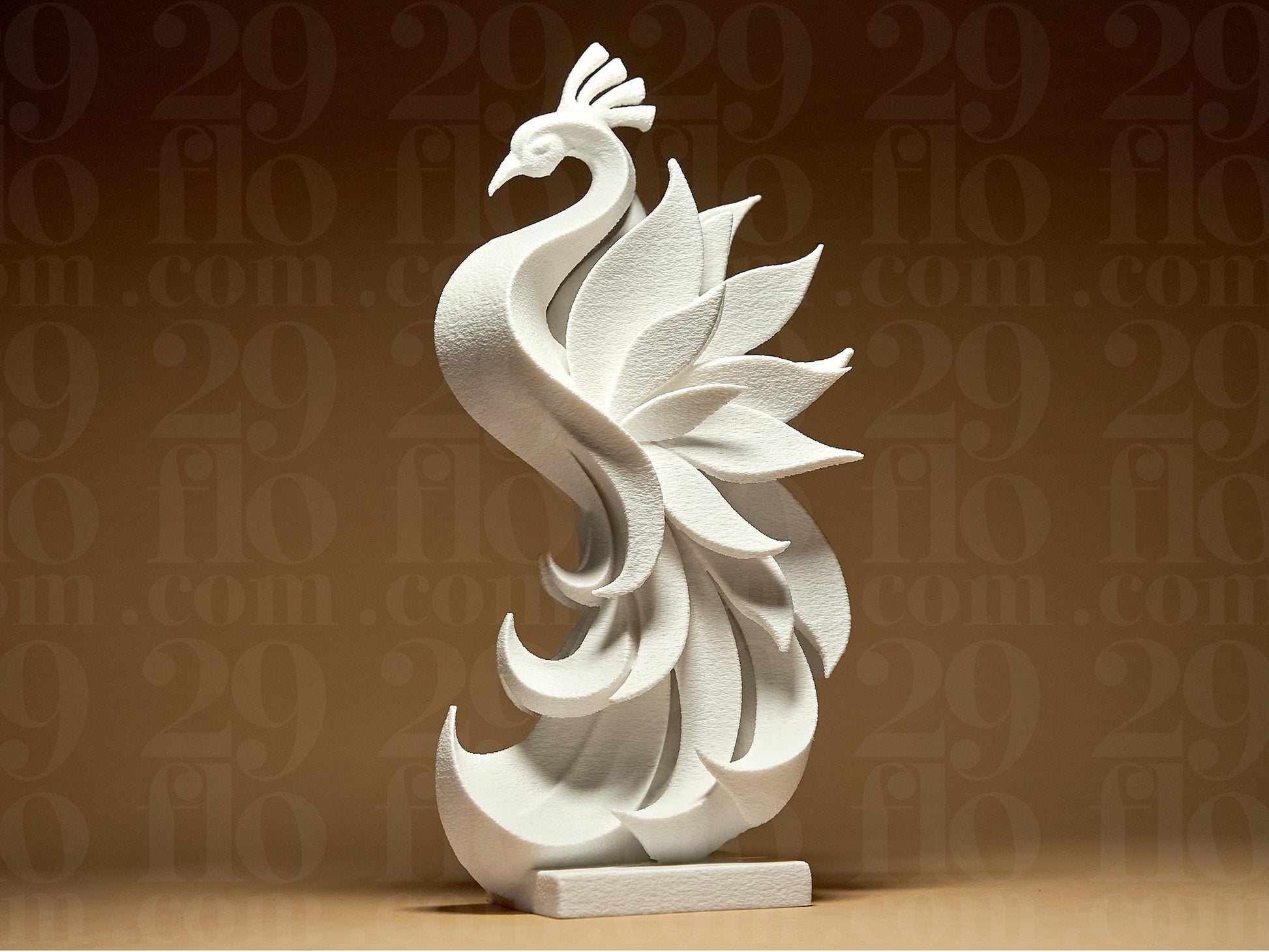 Peacock Figurine, Sweeping Bird Model, Minimalist Wildlife Decor, Modern 3D Printed Art - My Printed Perfections