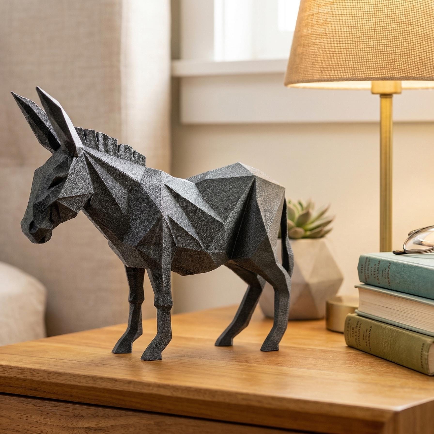 Donkey Figurine, Geometric Burro Model, Minimalist Animal Decor, Modern 3D Printed Art - My Printed Perfections