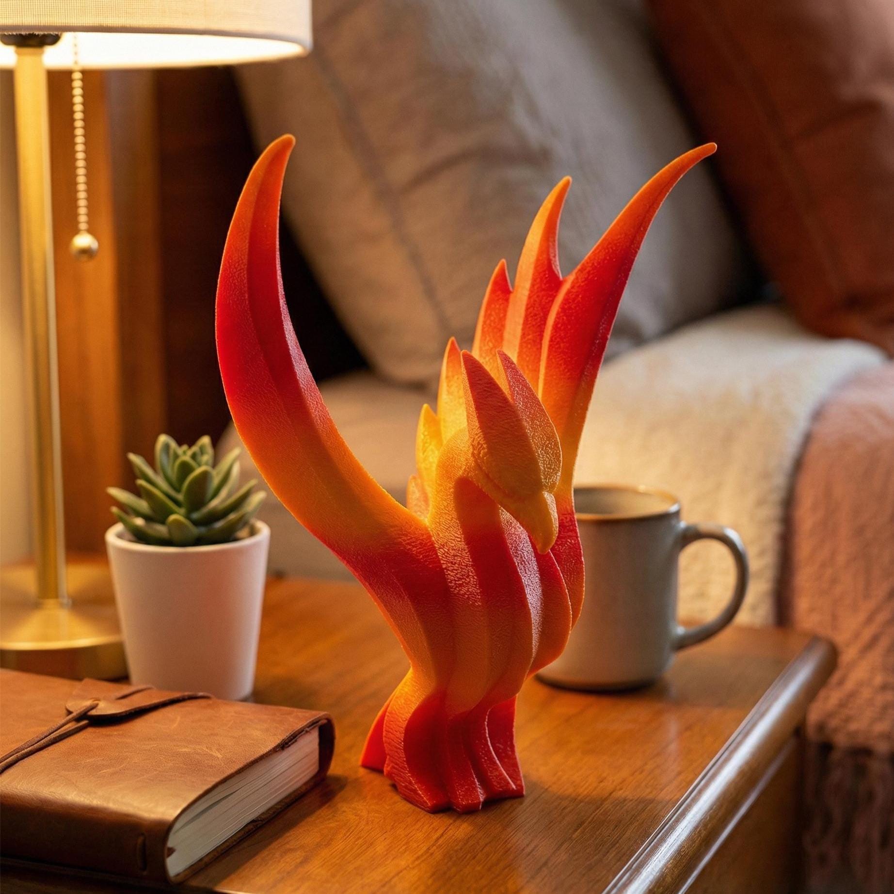 Phoenix Figurine, Mythical Bird Model, Minimalist Fire Decor, Modern 3D Printed Art - My Printed Perfections