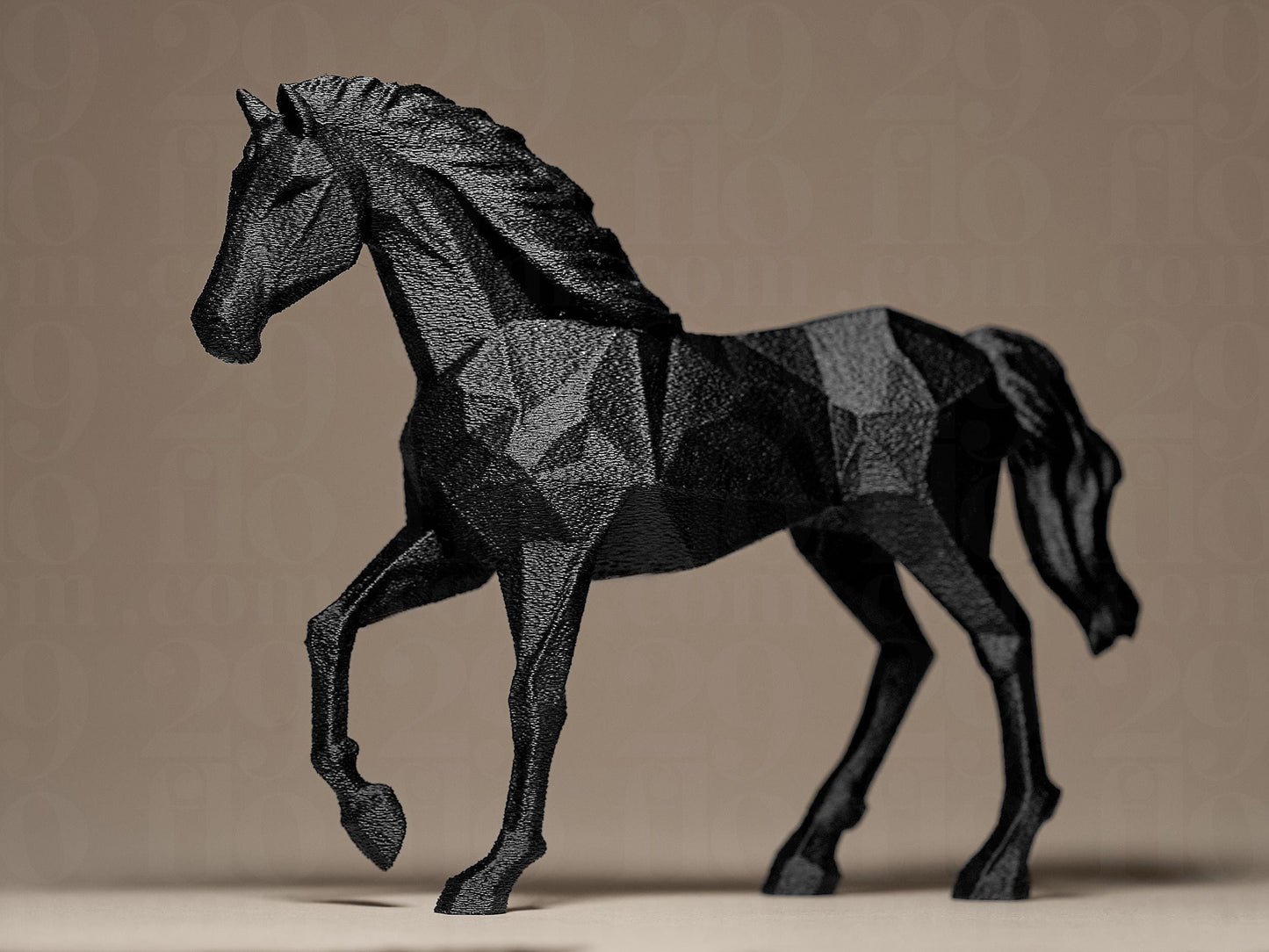 The Prancing Stallion: Geometric Grace • 3D Printed Plastic Figurine by 29flo