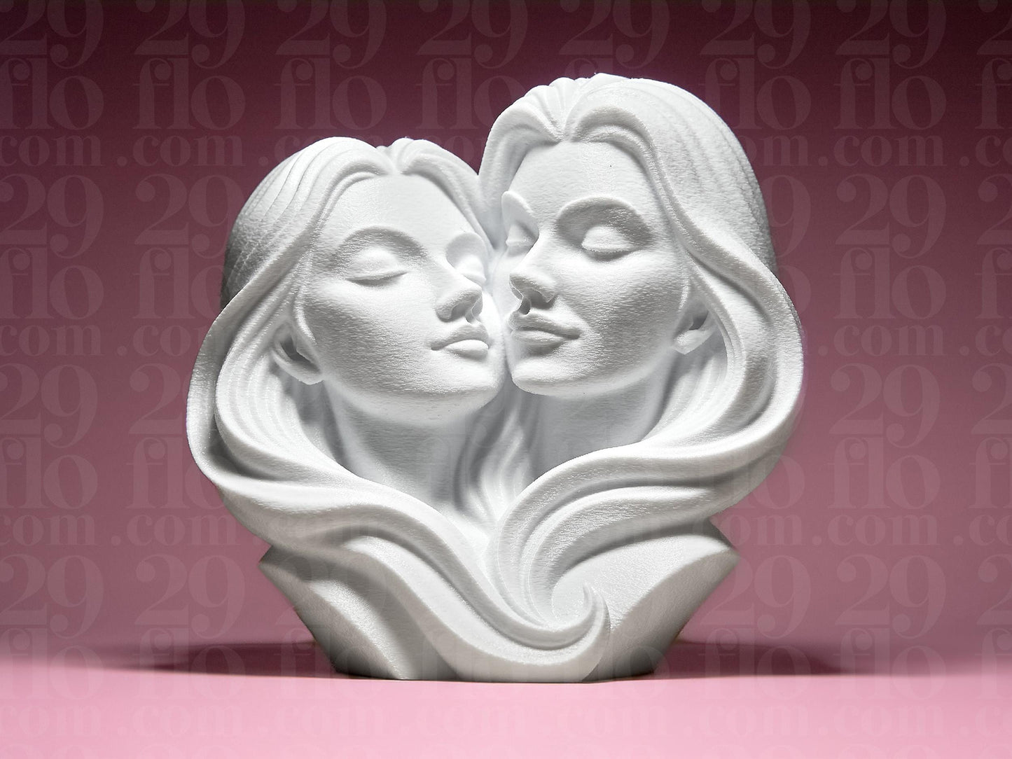 Women Couple Figurine, Cherished Lovers Model, Lesbian Anniversary Gift, Minimalist Female Decor Art - My Printed Perfections
