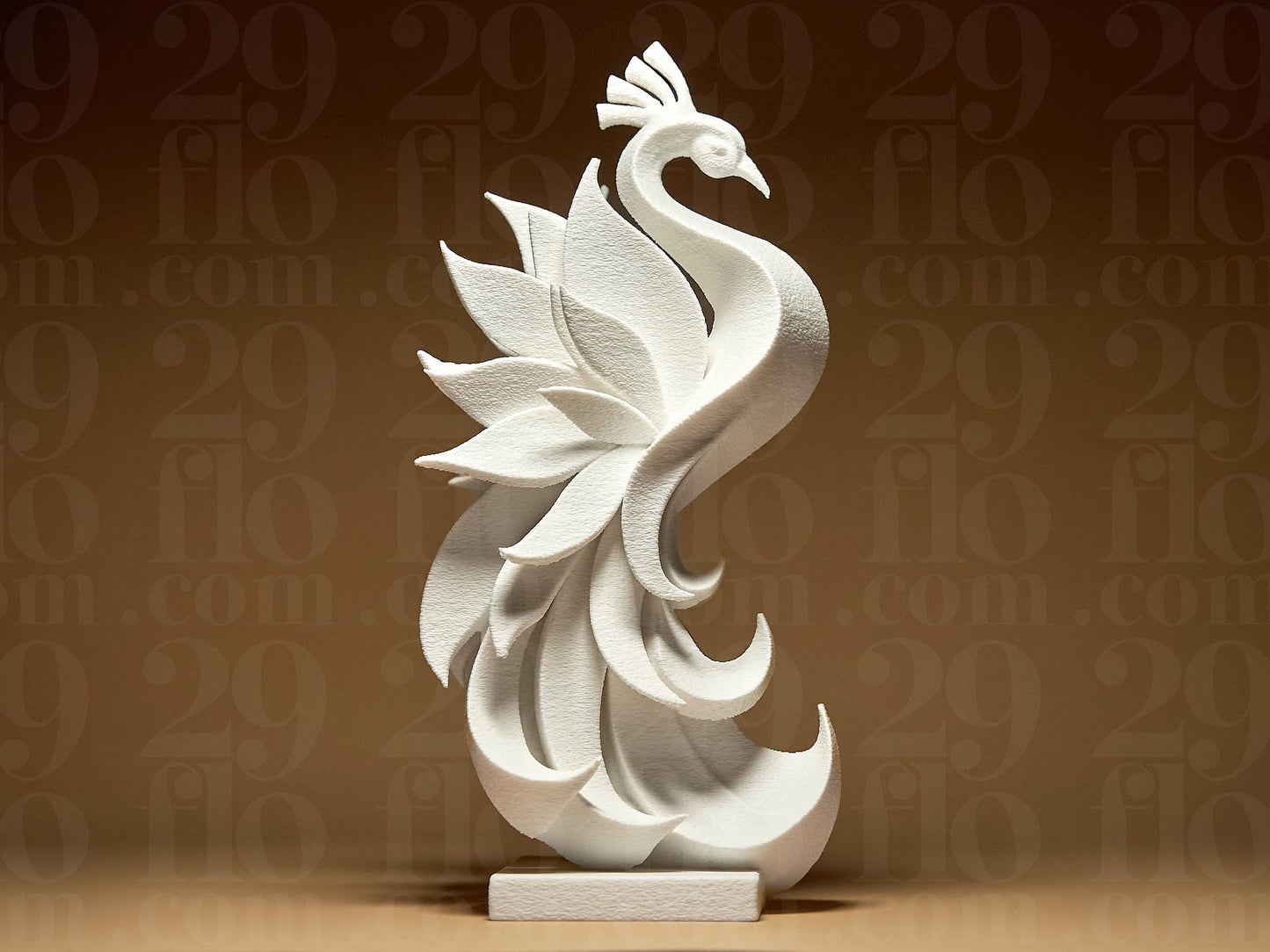 Peacock Figurine, Sweeping Bird Model, Minimalist Wildlife Decor, Modern 3D Printed Art - My Printed Perfections