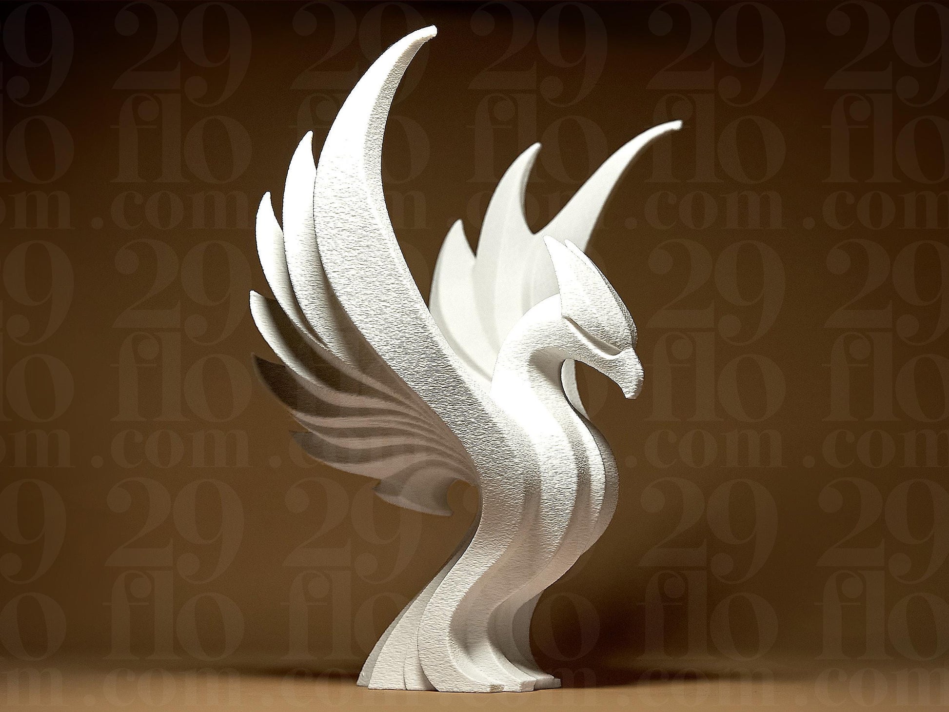 Phoenix Figurine, Mythical Bird Model, Minimalist Fire Decor, Modern 3D Printed Art - My Printed Perfections